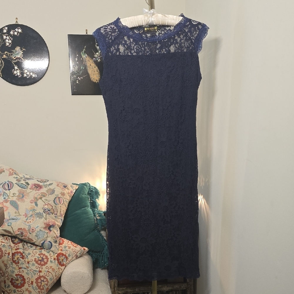 Elegant Indigo Lace Dress